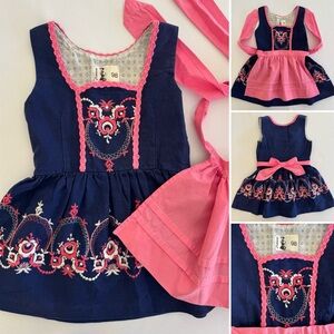 VTG Ketterer heirloom-quality Dirndl set / Dress & Apron Sz 98 = 2-3T